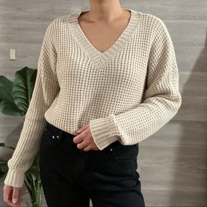 Beige V-neck Sweater